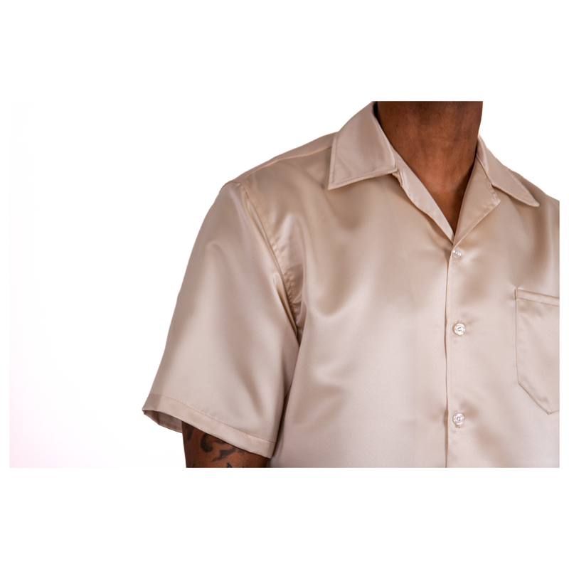 Short Sleeve Satin Shirt (CHAMPAGNE)