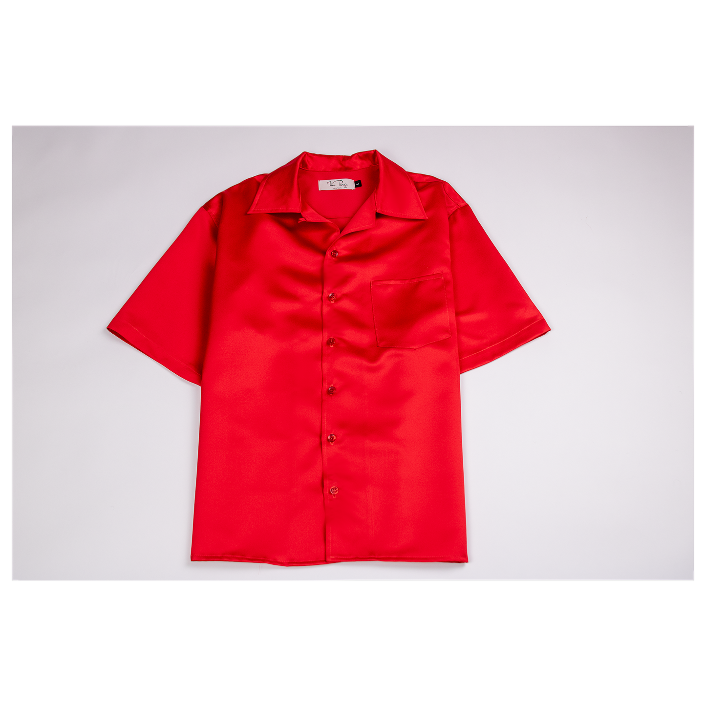 Short Sleeve Satin Shirt (RED)