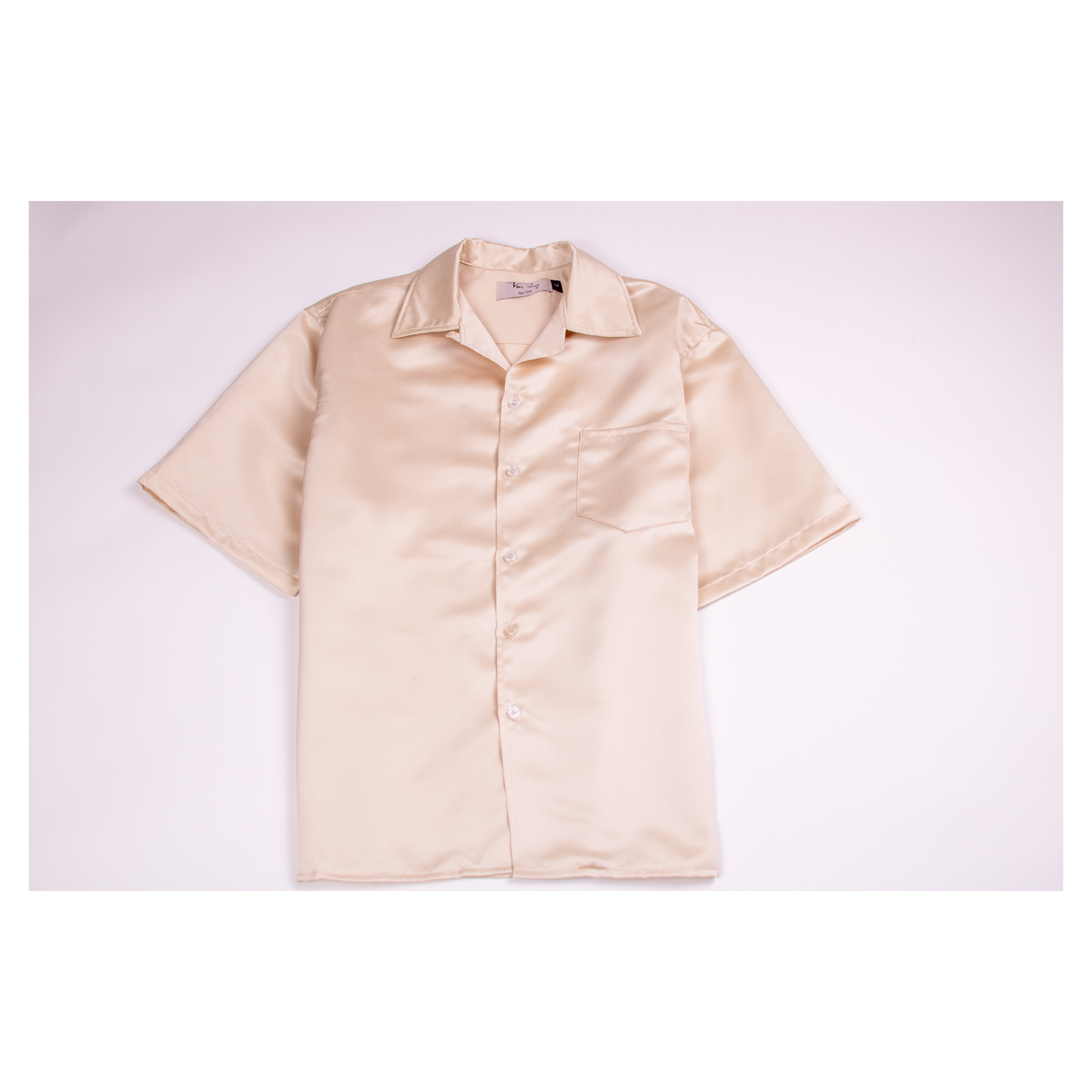Short Sleeve Satin Shirt (CHAMPAGNE)