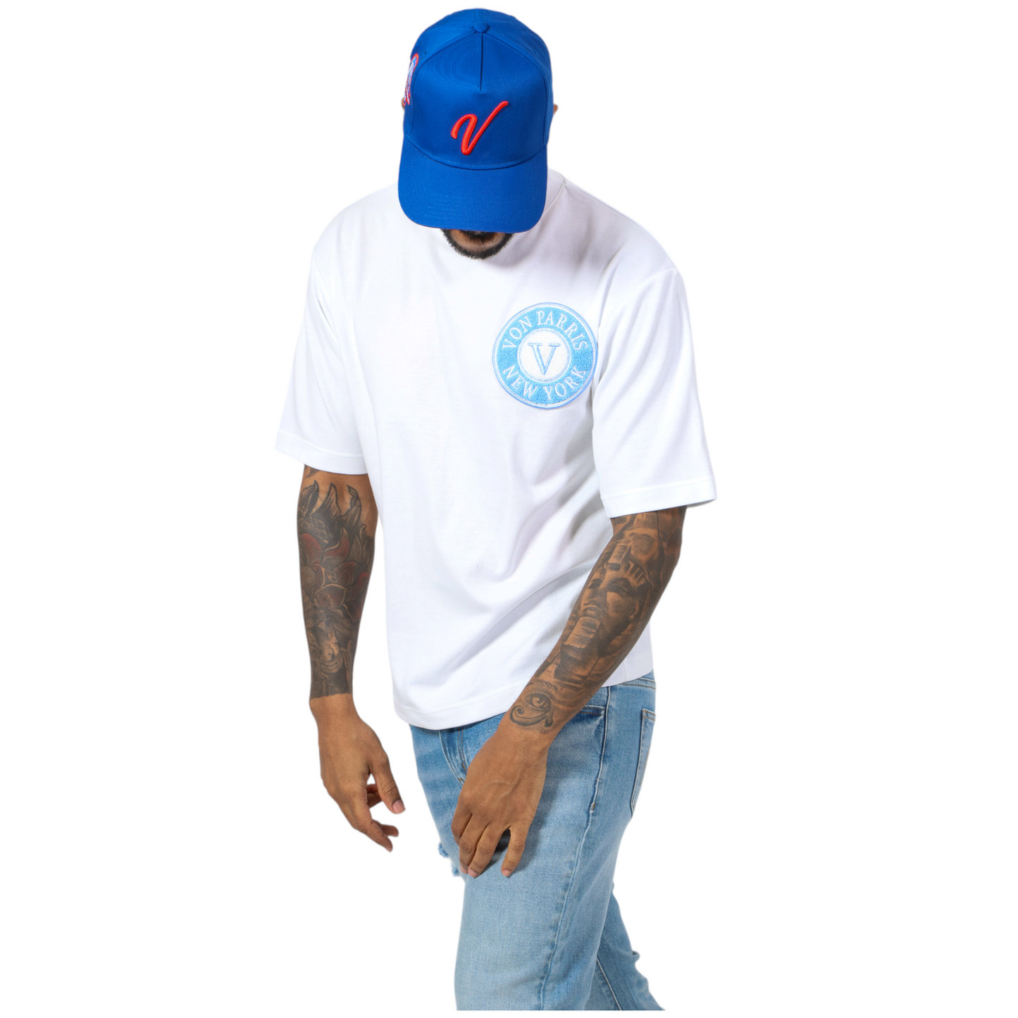 OVERSIZED VON PARRIS T-SHIRT (SKY BLUE PATCH)