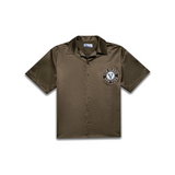 Short Sleeve Satin Shirt (Brown)