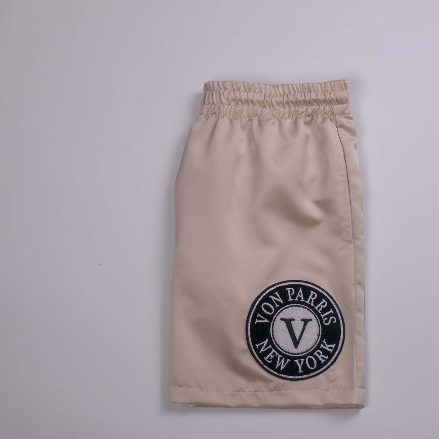 SATIN SHORTS (CREAM BLACK PATCH)