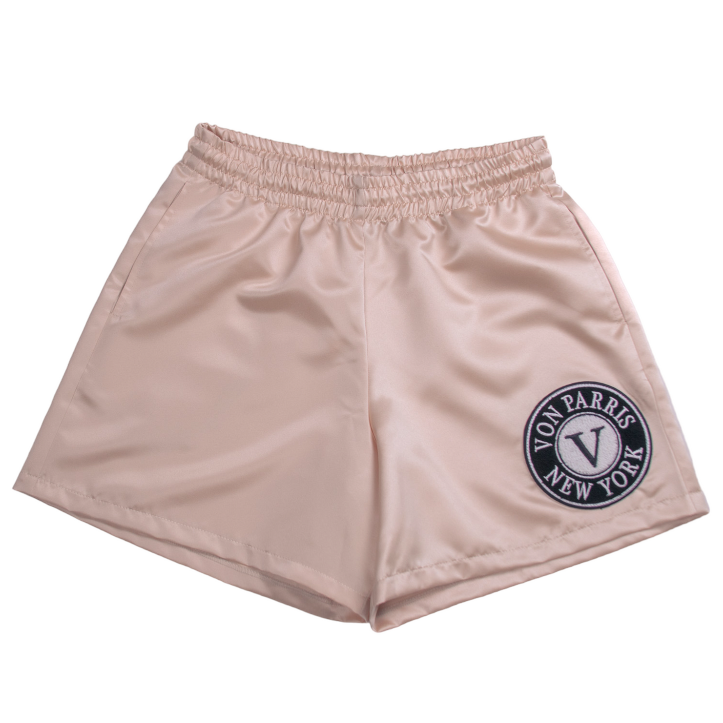 SATIN SHORTS (CREAM BLACK PATCH)