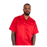 Short Sleeve Satin Shirt (RED)
