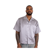 Short Sleeve Satin Shirt (SILVER)