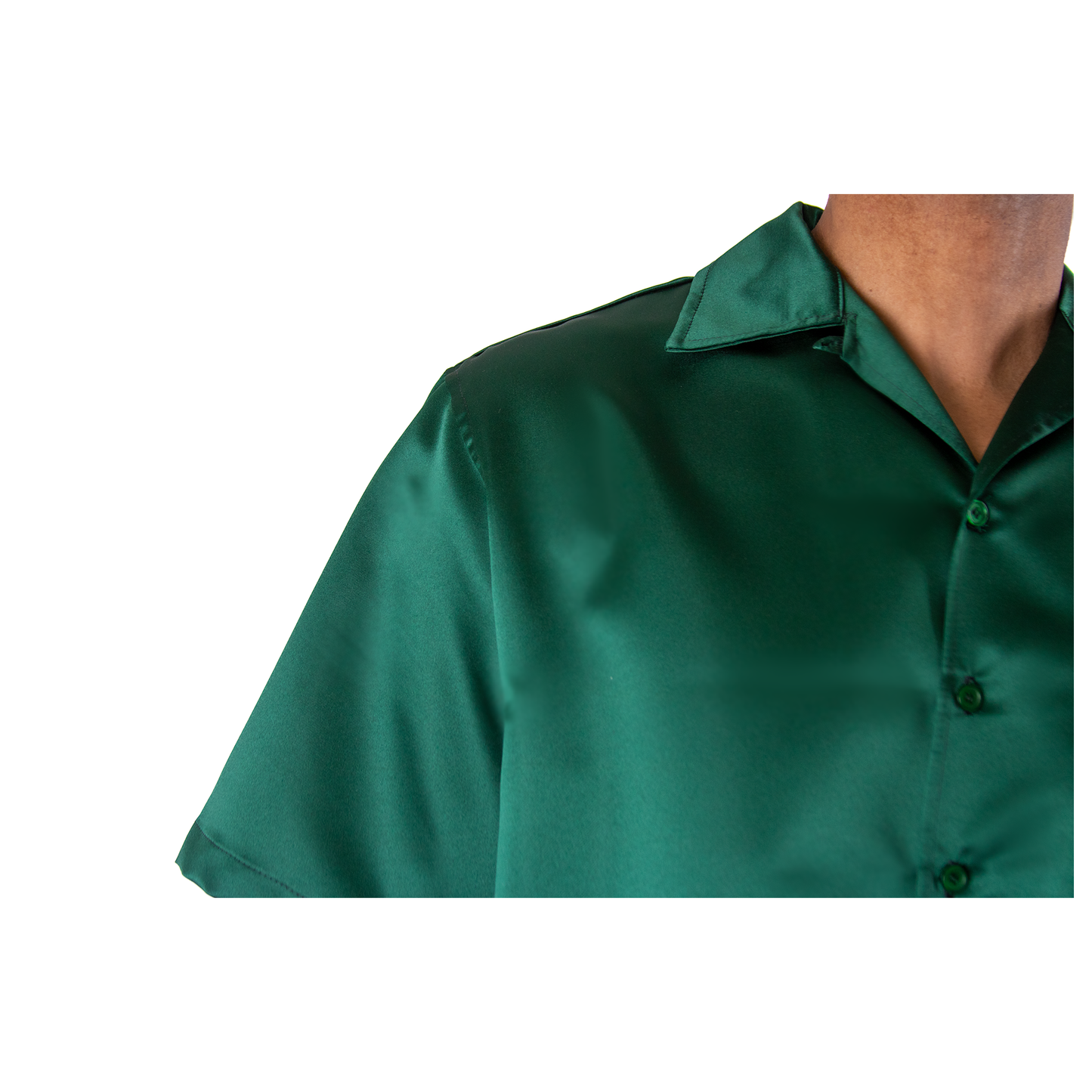 Short Sleeve Satin Shirt (Hunter Green)