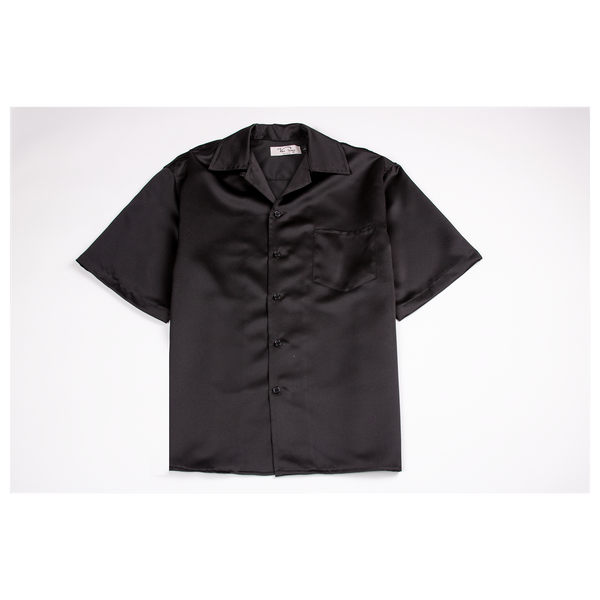 Short Sleeve Satin Shirt (BLACK)