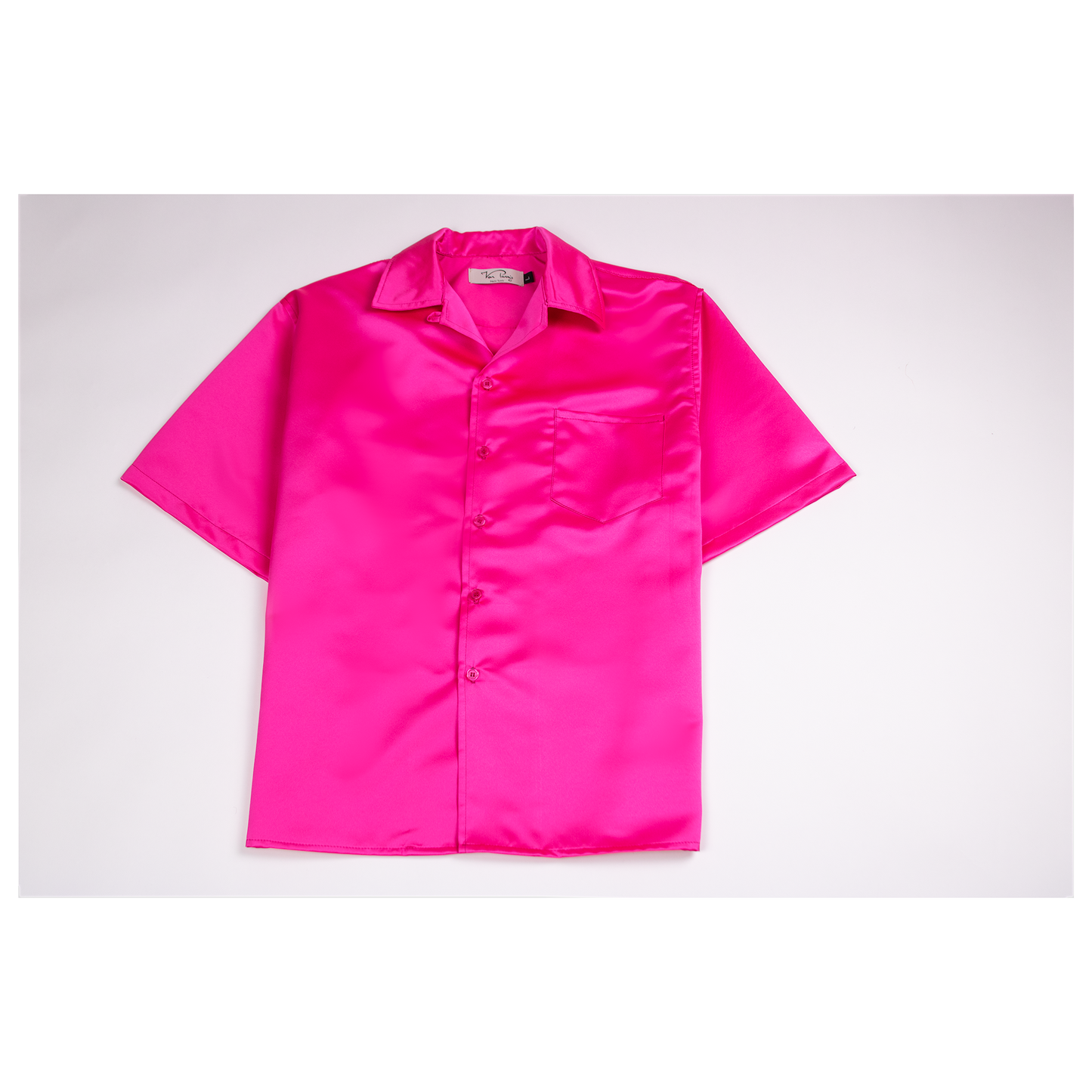 Short Sleeve Satin Shirt (PINK)