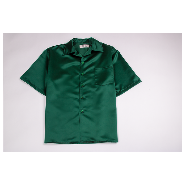 Short Sleeve Satin Shirt (Hunter Green)